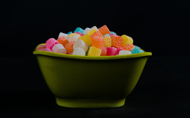 A bowl of candy

Description automatically generated with medium confidence