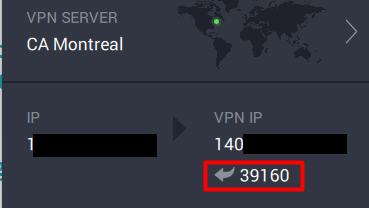 PIA Port Forwarding IP Settings