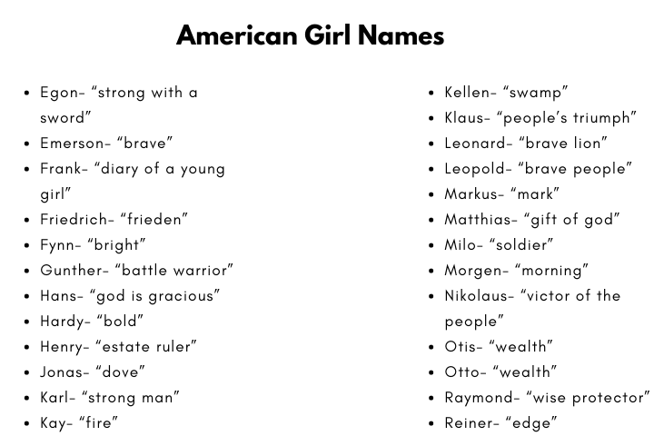 American Girl Names
