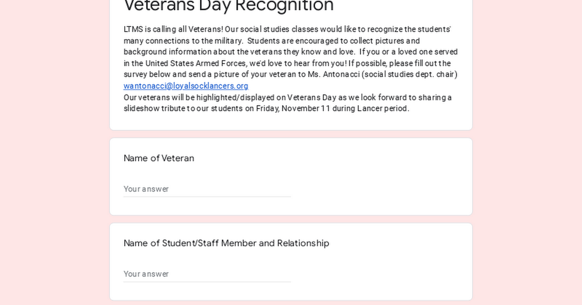 Veterans Day Recognition