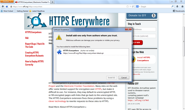 HTTPS Everywhere Firefox Install