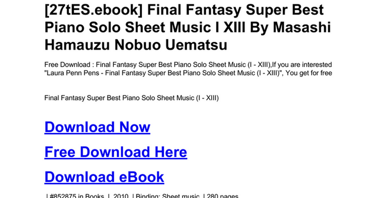 Final Fantasy Super Best Piano Solo Sheet Music I Xiiidoc - 