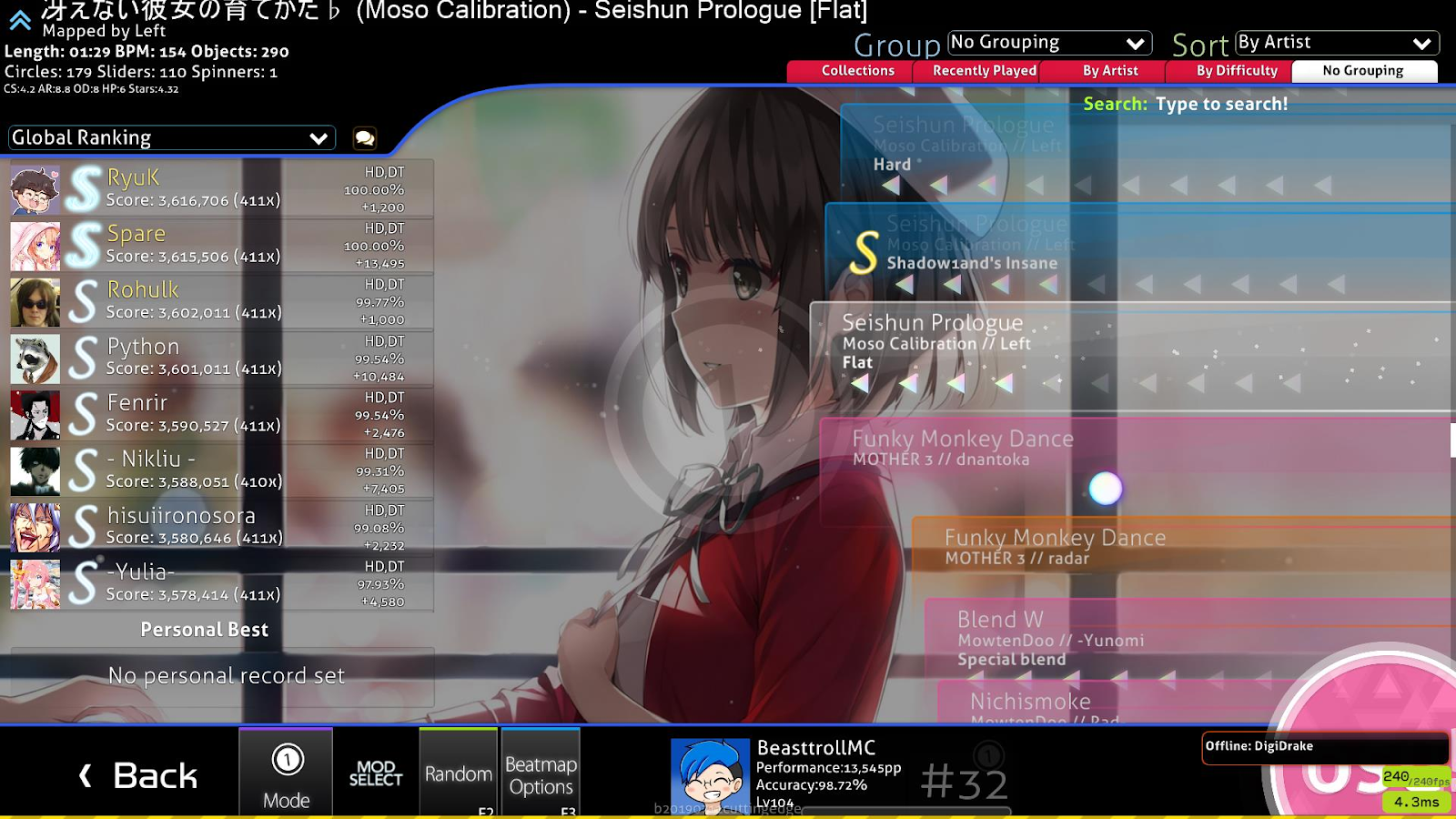 Skin screenshot of song select