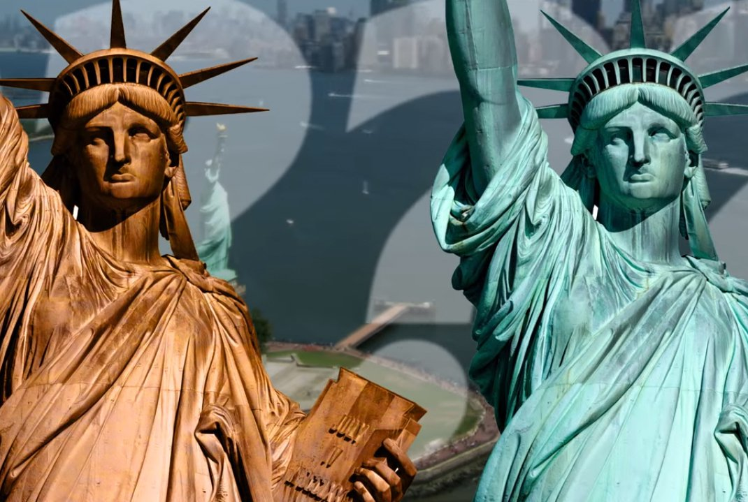 Почему люди создают памятники. Статуя свободы 1886. Статуя свободы Нью-Йорк из меди. Статуя свободы неокисленная. Статуя свободы Нью-Йорк до окисления.