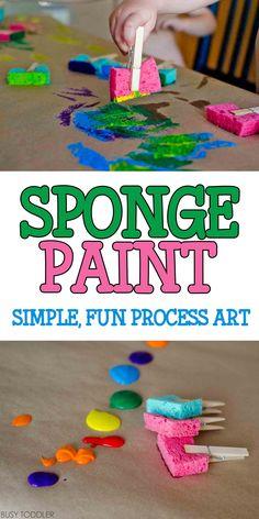 Sponge Painting Process Art: Super quick and easy toddler art activity; indoor activity; fun process art for toddlers and preschoolers