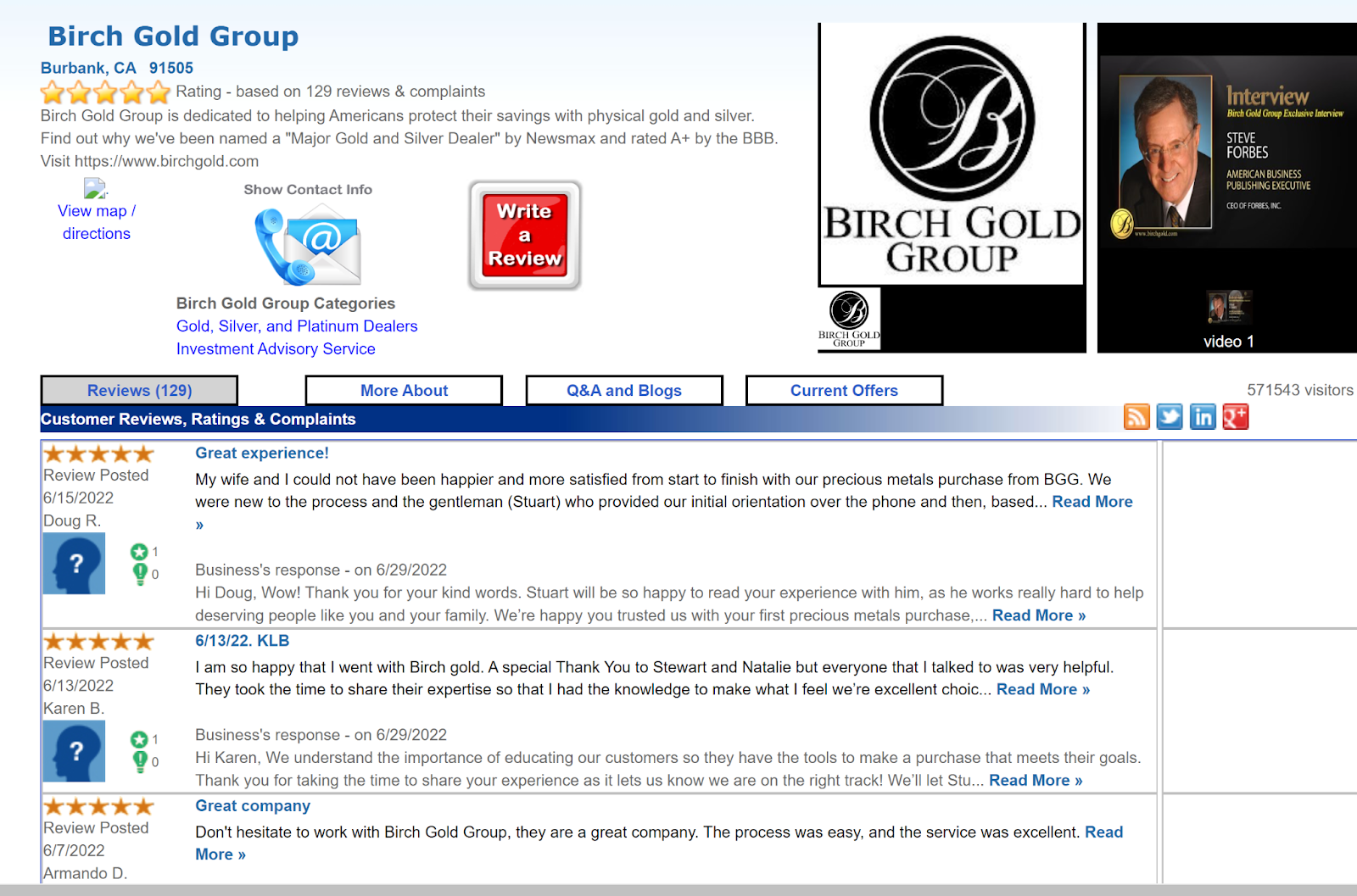 birch gold group complaints