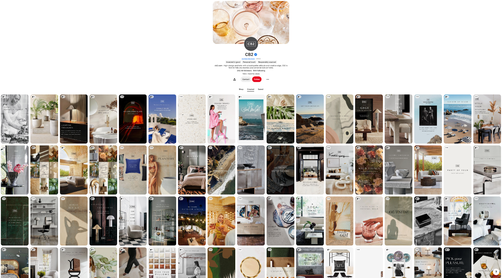 An example of a Pinterest board