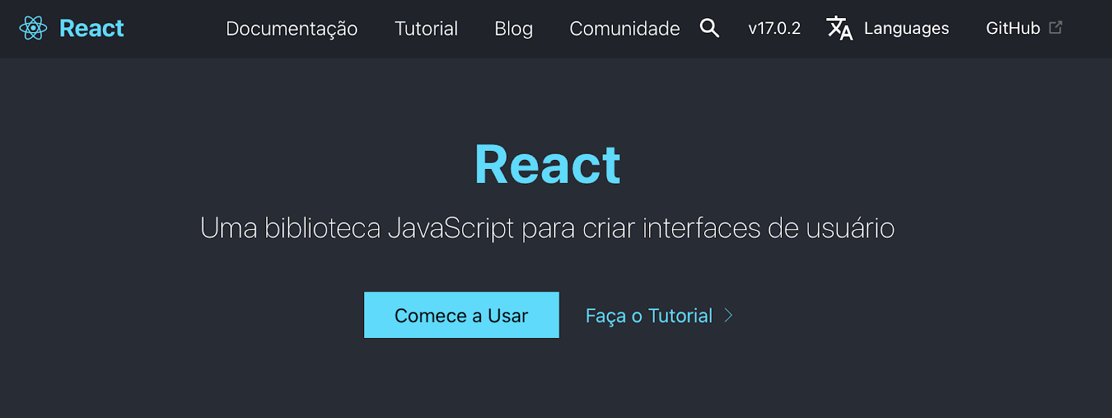 página inicial do reactJS