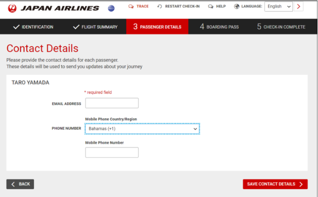 japan airlines online check in contact details