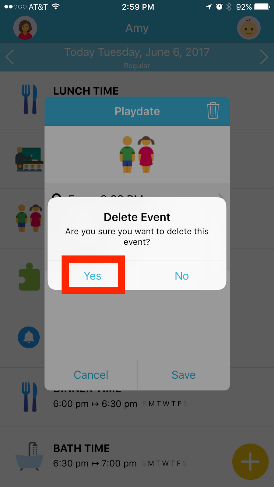 Octopus watch app: validation of the cancellation of an event