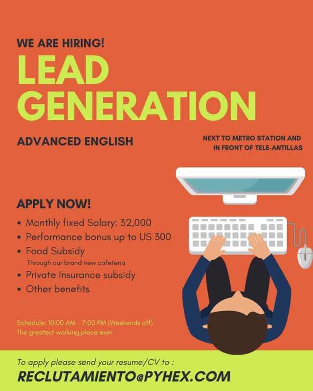 WE ARE HIRING! Lead Generation Advance English Empleos Rodriguez
