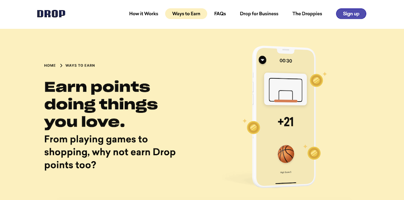 Drop App how to earn points