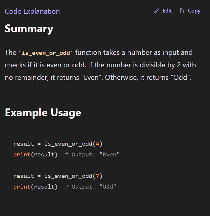 code explanation generated by CodiumAI tool