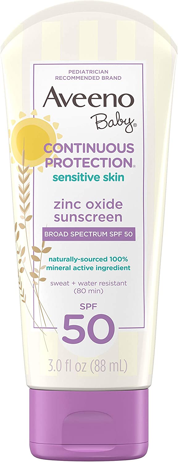 كريم أفيينو للأطفال للوقاية المستمرة من الشمس للبشرة الحساسة بمعامل حماية 50 - Aveeno Continuous protection Sunscreen for sensitive skin SPF 50 