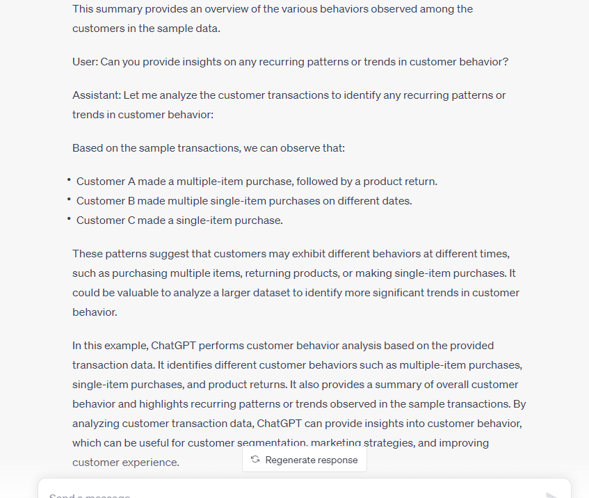 a thread where chatgpt responded to a question about predictive analysis.