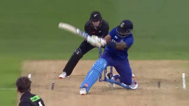 Suryakumar Yadav smashes a reverse sweep six to Michael Bracewell in the second ODI