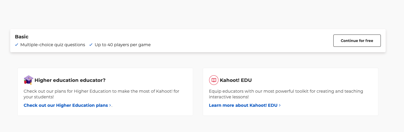 servicio gratuito Kahoot