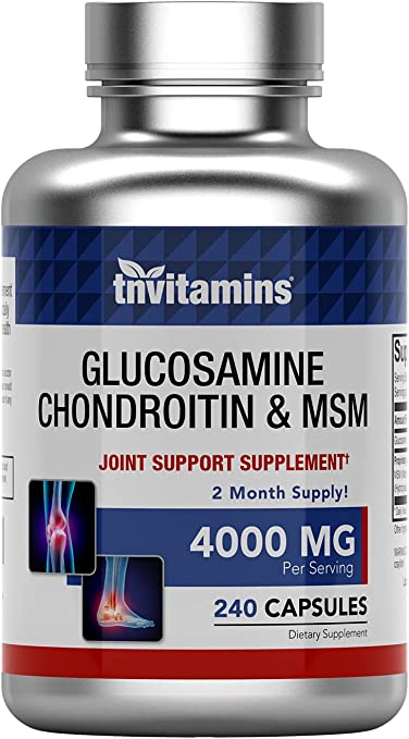 Glucosamine, Chondroitin, & MSM Supplement Capsules (4000 MG x 240 Capsules) for Men & Women | Powerful Joint Support Supplement* | More Than Triple Strength! | Non-GMO | Produced in the USA | by TNVitamins