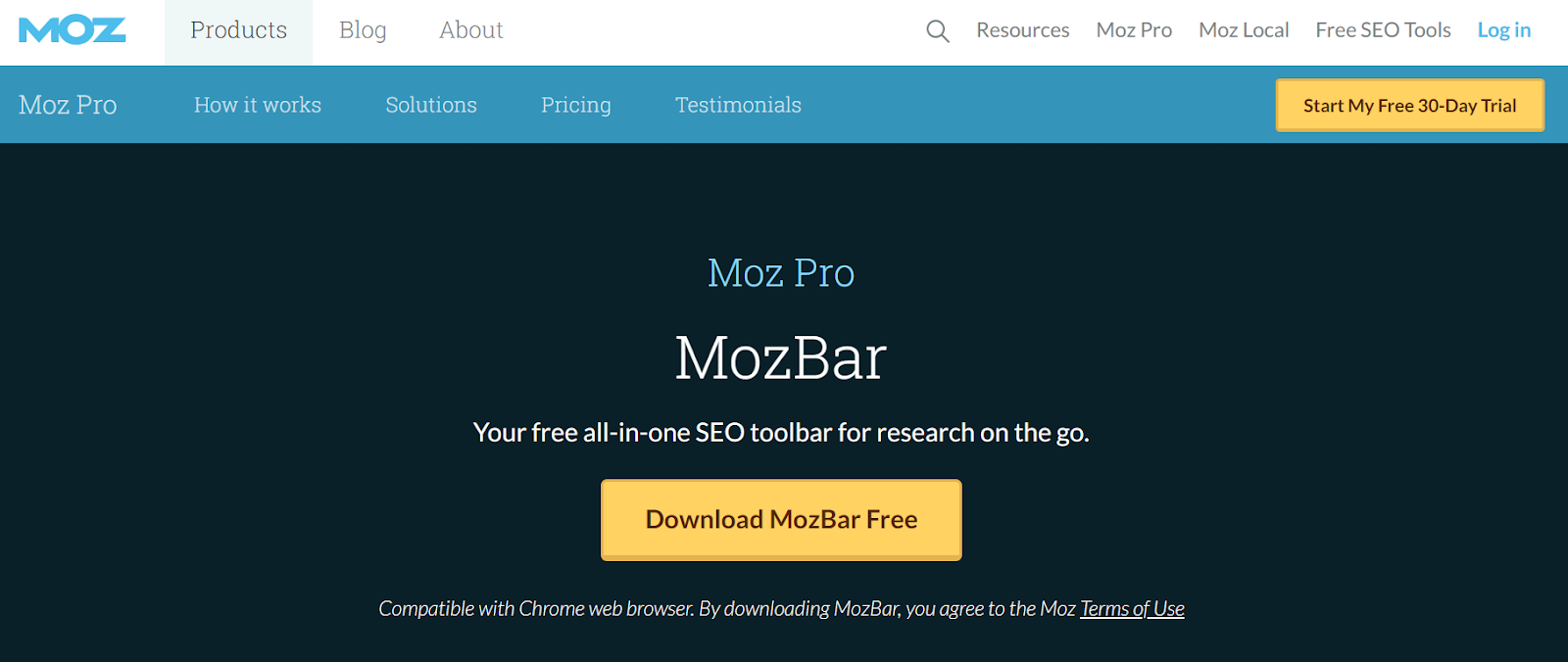 MozBar toolbar for Chrome
