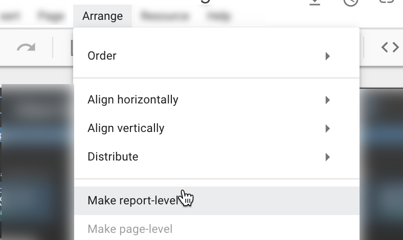 making report-level changes in google data studio.