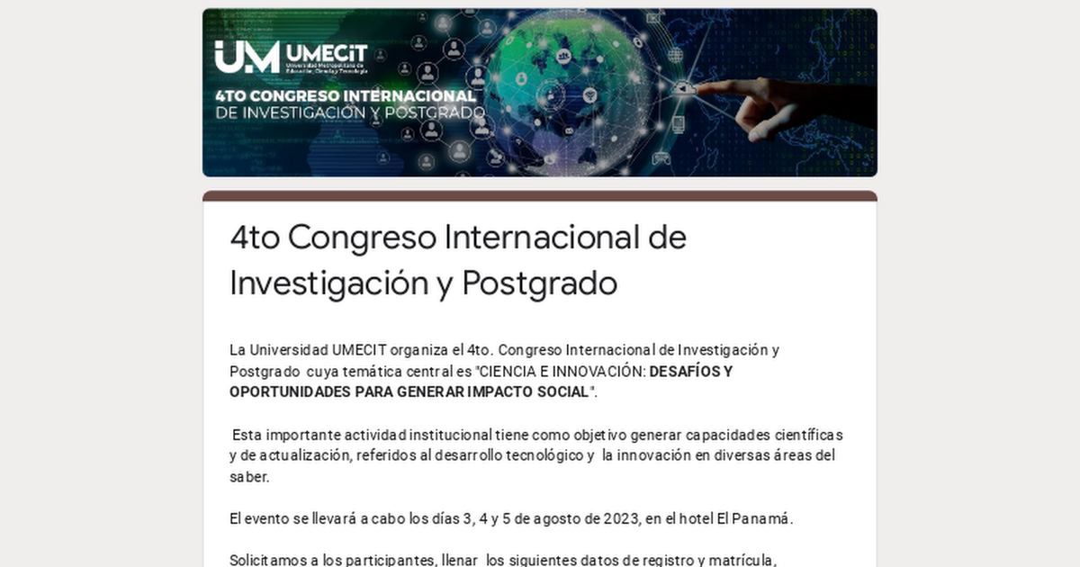 To Congreso Internacional De Investigaci N Y Postgrado