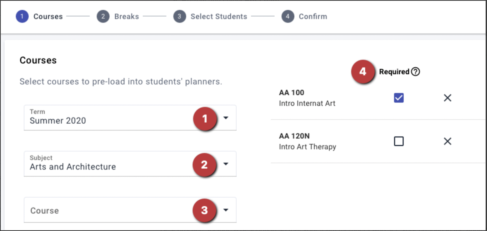 Step by step outline of using the Course Pre Loader wizard.