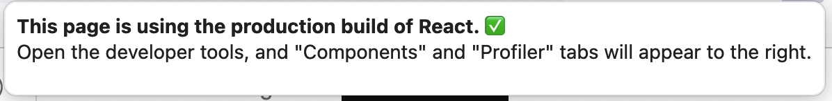 Note that the site is using the production build of React