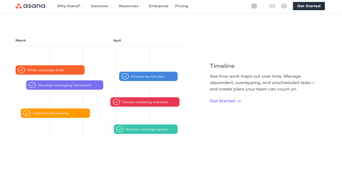 Asana task management software for timelines and projects