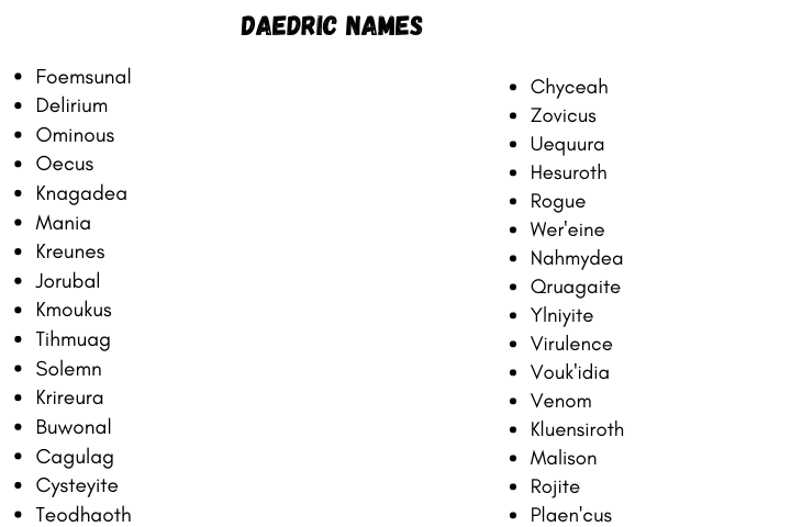 Daedric Names