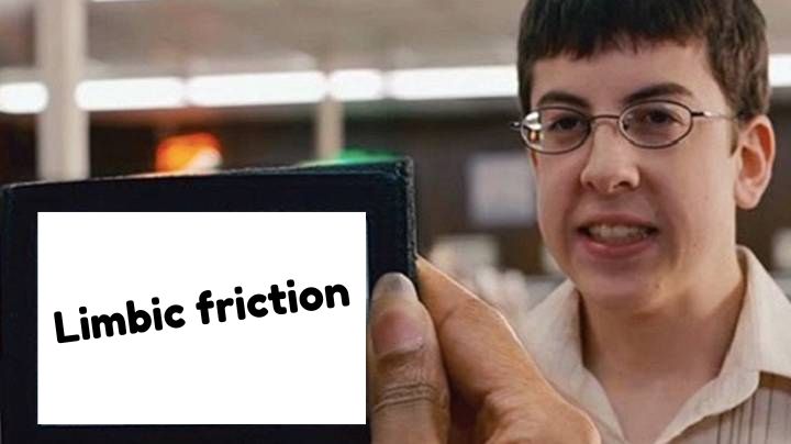 Mclovin looking at the limbic friction card