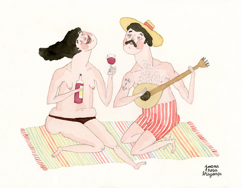 Portuguese Bathers // wine & guitar by  Joana Rosa Braganca