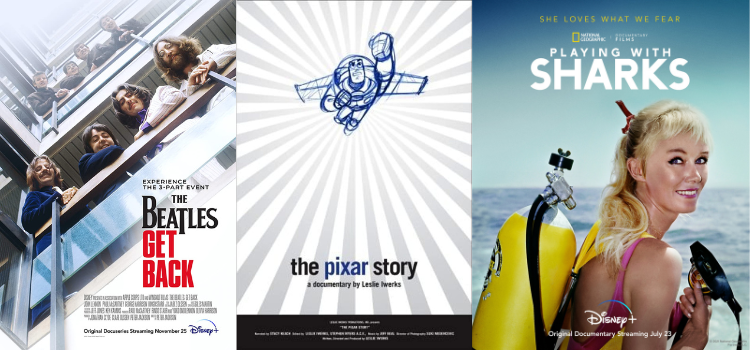 Examples of documentaries available on Disney Plus.