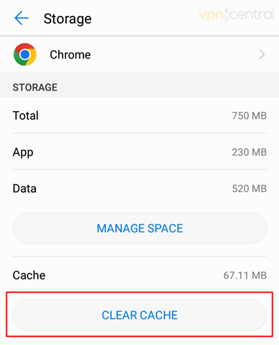 android chrome clear cache