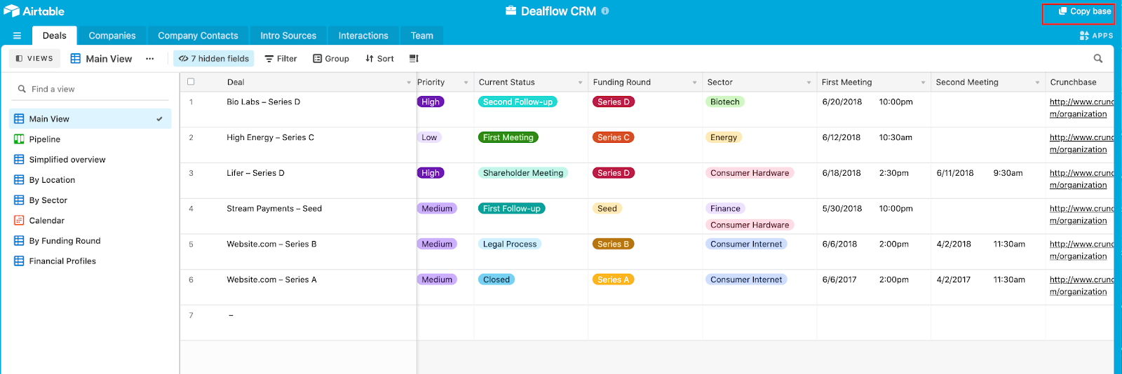 Free Deal Flow CRM Template for VCs to Track Investments Altvia