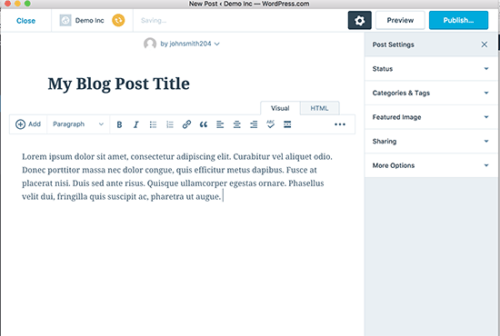Escrevendo postagens no aplicativo de desktop WordPress