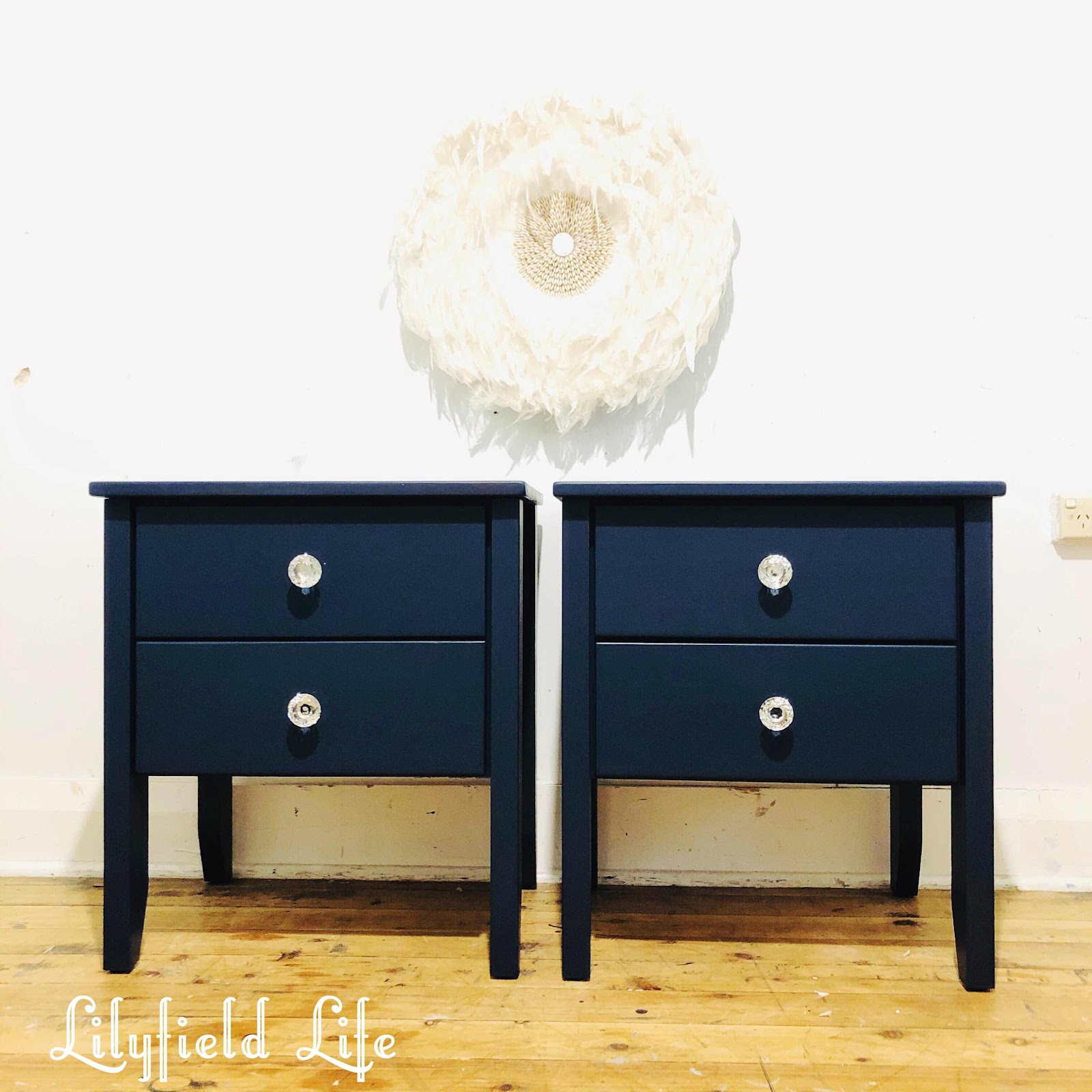 Awesome navy blue bedside table Lilyfield Life Pine Bedsides In Navy Blue Chalk Paint