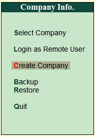 How to create Company in tally ERP 9? 