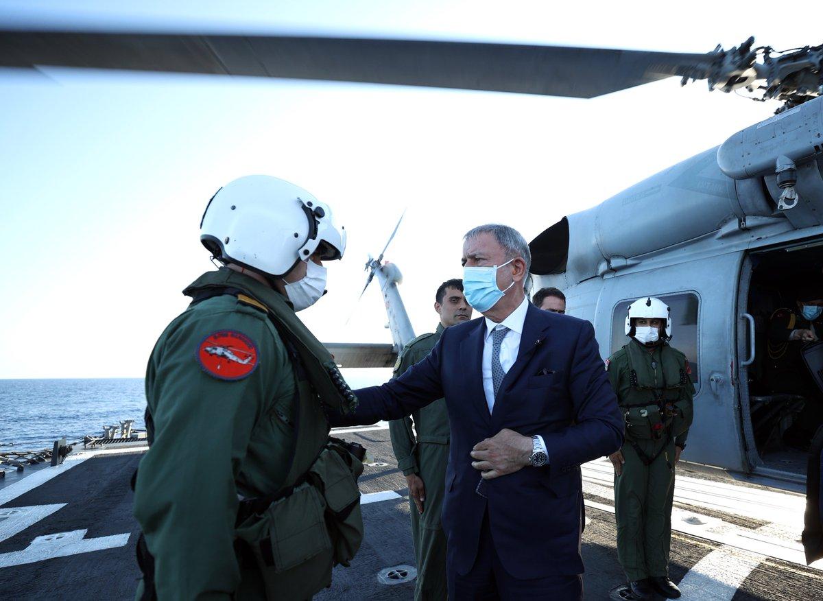 T.C. Millî Savunma Bakanlığı on Twitter: "İtalya ziyareti sonrası Libya'ya  geçen Millî Savunma Bakanı Hulusi Akar, Libya Görev Grup Komutanlığını  ziyaret etti. Bakan Akar daha sonra helikopterle Libya açıklarındaki TCG  GELİBOLU fırkateyninde