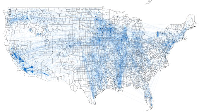 American Food Flows by County Map