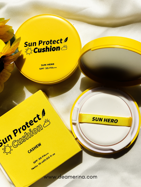 Review Sunscreen Powder & Cushion Sun Hero, Cara Simple Pakai Sunscreen~