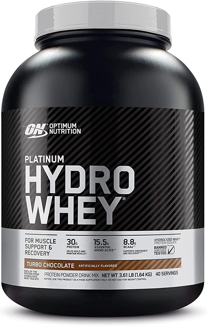 Optimum Nutrition Platinum Hydrowhey Protein Powder, 100% Hydrolyzed Whey Protein Isolate Powder, Flavor: Turbo Chocolate, 3.61 Pounds