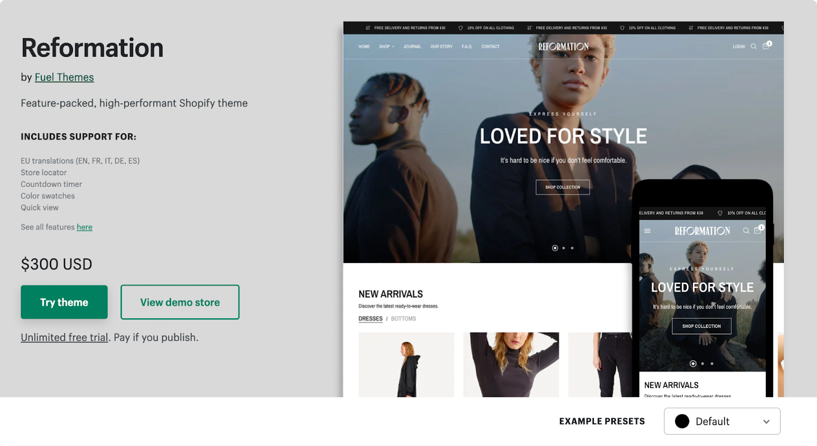best shopify themes for clothing paid