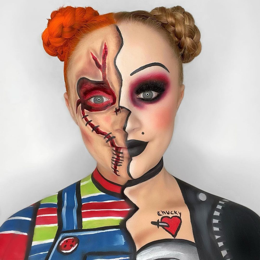 Chucky and Tiffany Dual-toned Makeup