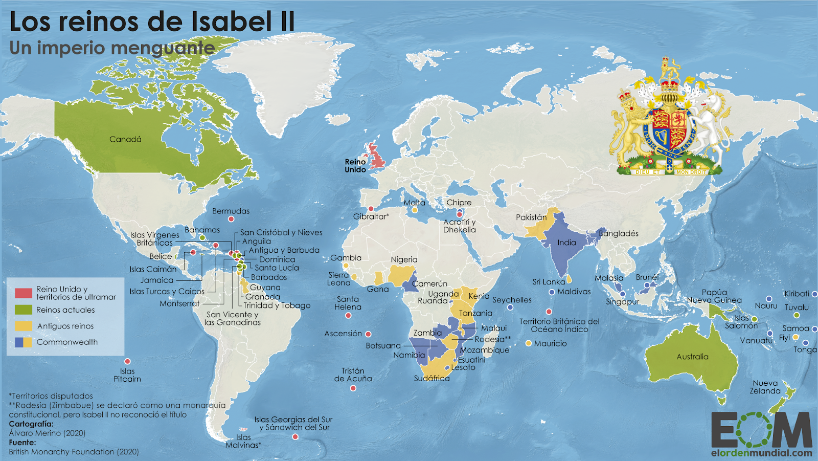 En Que Paises Ademas Del Reino Unido Es Reina Isabel Ii El Orden Mundial Eom