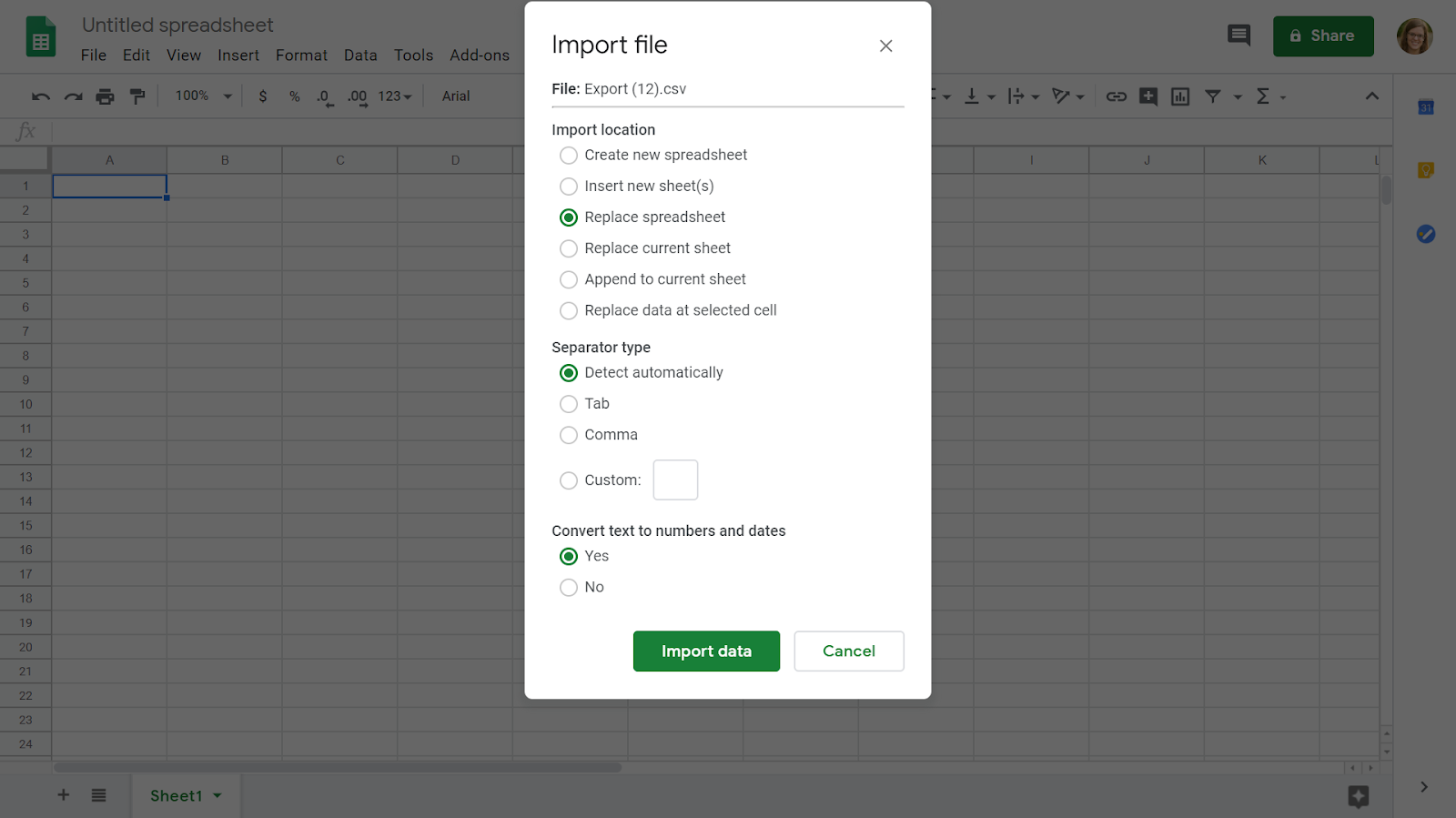 How to IMport CSV Into Google Sheet IMport File