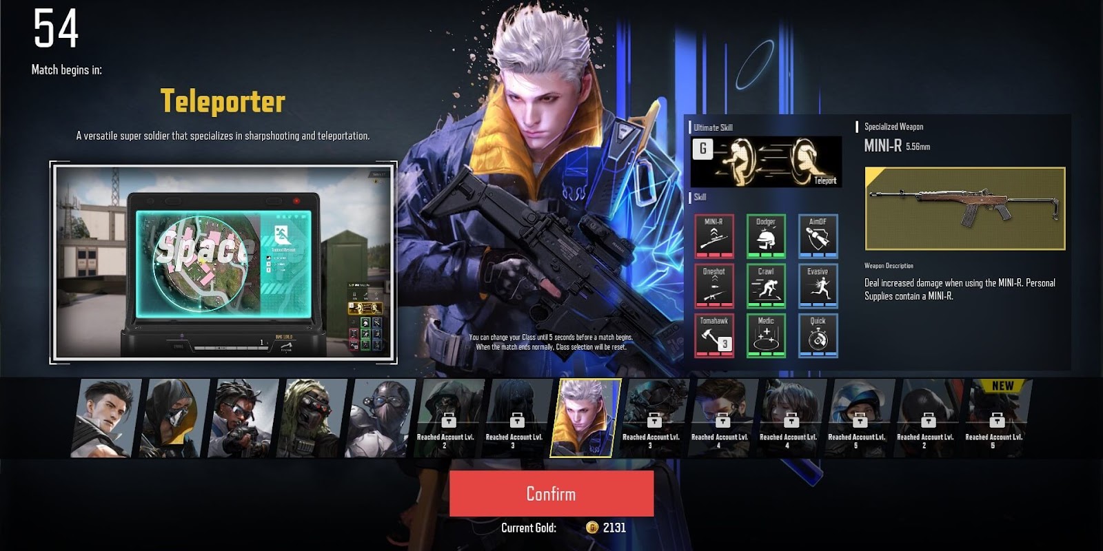 Teleporter Super People Class Selection Screen