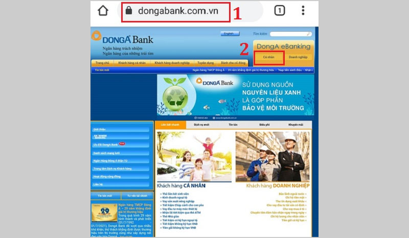 Truy cập website Đông Á