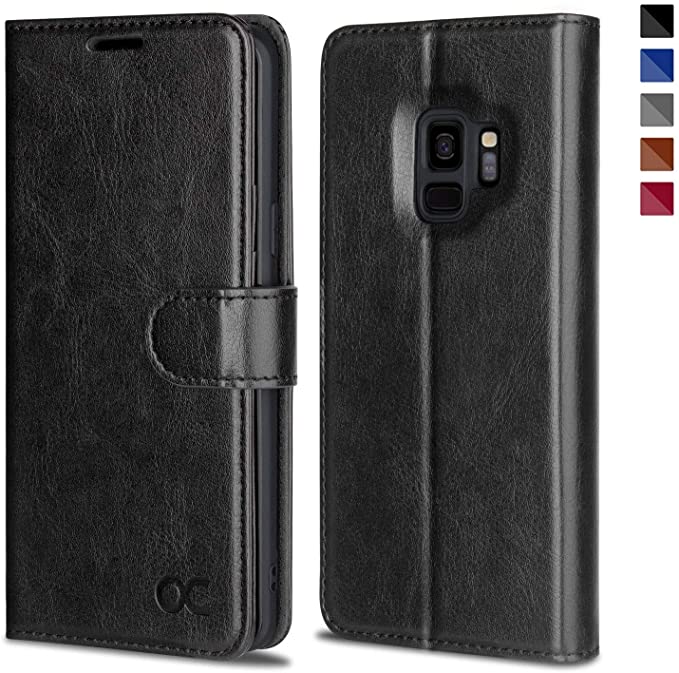 Black leather OCASE Samsung Galaxy S9 case