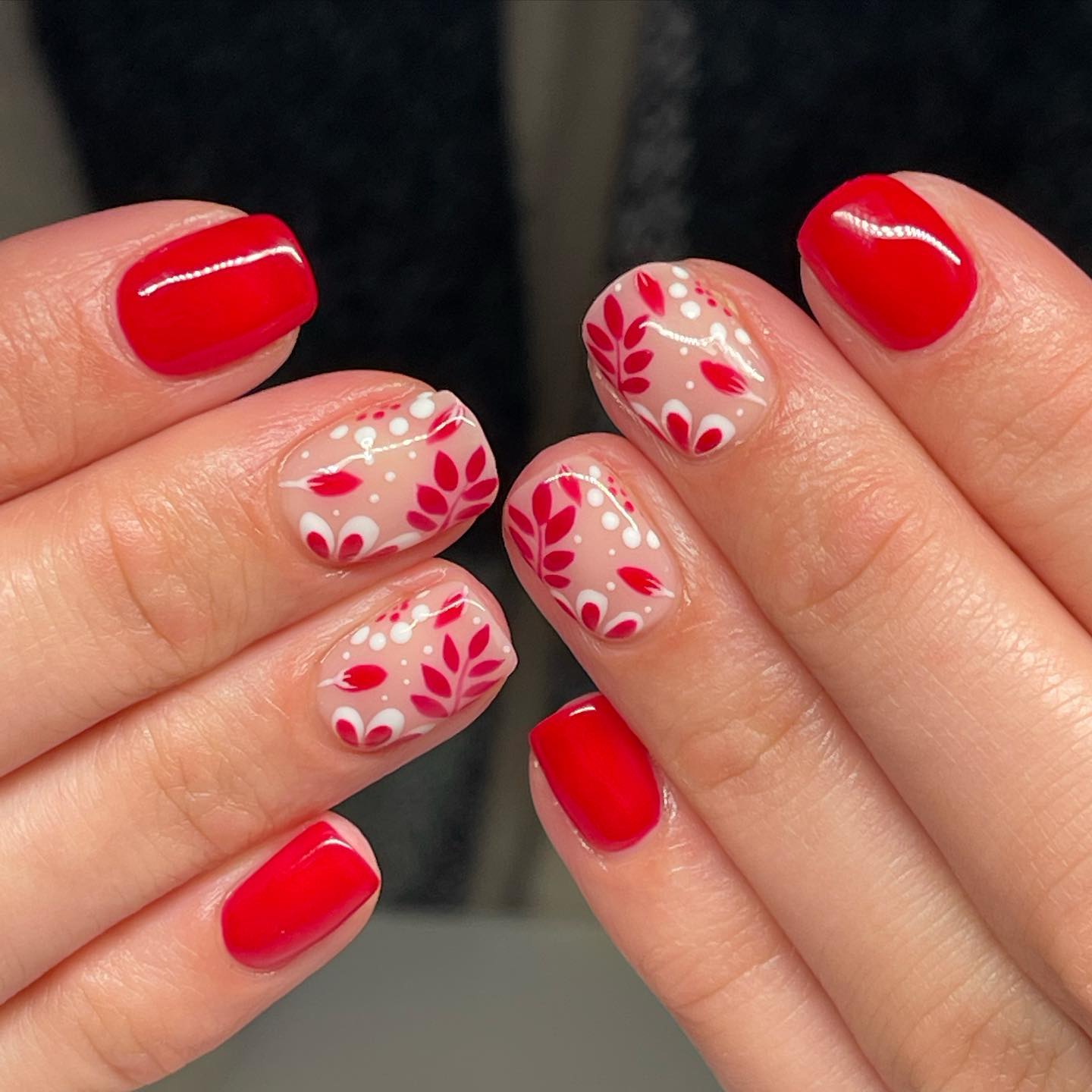 Red Floral Nail Art