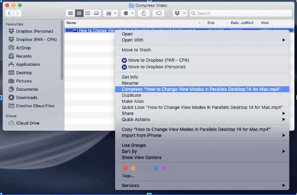 Compressing a file on Mac.
